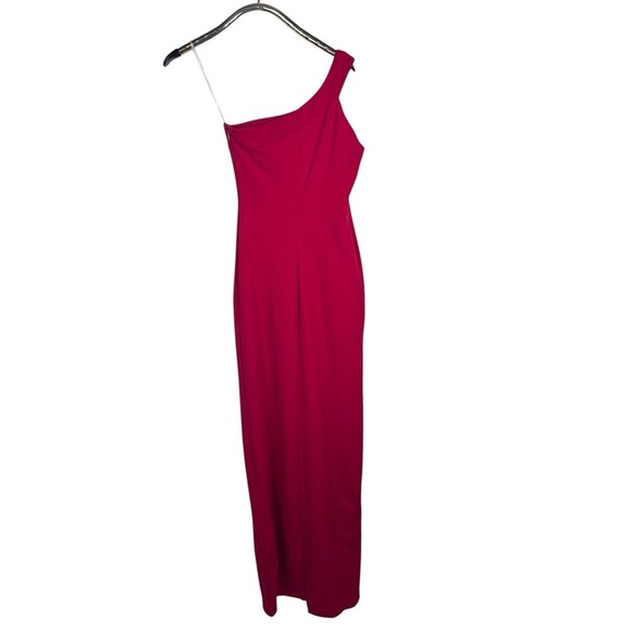 NOOKIE x REVOLVE MILA FLAME RED ONE SHOULDER SEXY FITTED SLIT MAXI GOWN DRESS - Picture 4 of 11